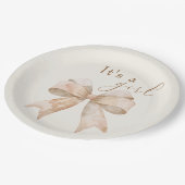 ヴィンテージベージュボウホウォーター色ベビーシャワー ペーパープレート (アングル)
