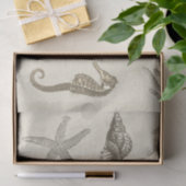 ヴィンテージベージュマリンライフオンアンティーク紙 薄葉紙 (ギフト)