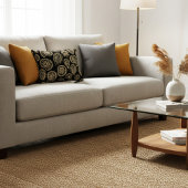 ヴィンテージベージュ化石トリロバイトのアンモナイト模様 アクセントクッション