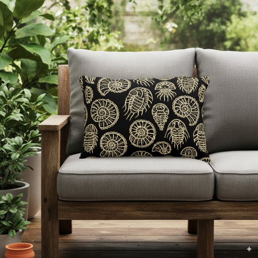 ヴィンテージベージュ化石トリロバイトのアンモナイト模様 アクセントクッション