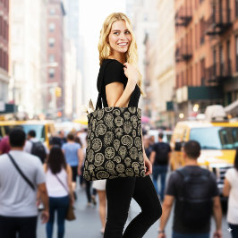 ヴィンテージベージュ化石トリロバイトのアンモナイト模様 トートバッグ