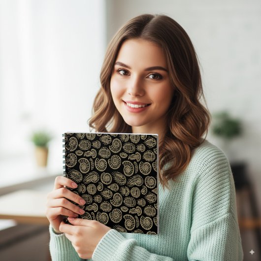 ヴィンテージベージュ化石トリロバイトのアンモナイト模様 ノートブック