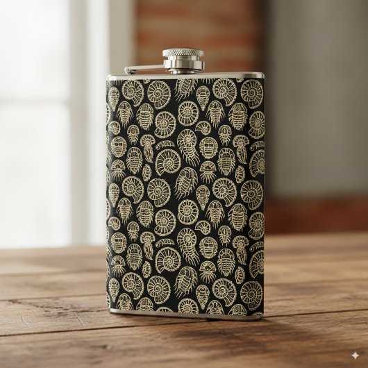 ヴィンテージベージュ化石トリロバイトのアンモナイト模様 フラスク