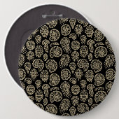 ヴィンテージベージュ化石トリロバイトのアンモナイト模様 缶バッジ (正面&裏面)