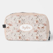 ヴィンテージベージュ及びピンクの花柄 ドップキット (正面)