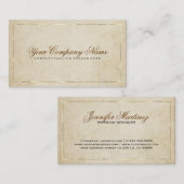 ヴィンテージベージュ紙背景金ゴールドアクセント2 名刺 (正面/裏面)