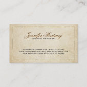 ヴィンテージベージュ紙背景金ゴールドアクセント2 名刺 (裏面)