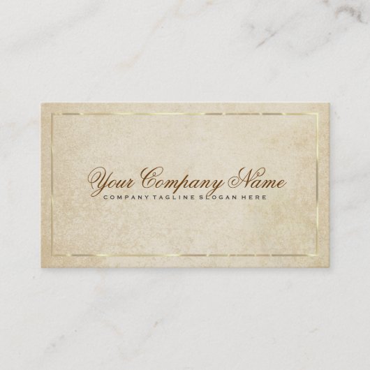 ヴィンテージベージュ紙背景金ゴールドアクセント2 名刺 (正面)