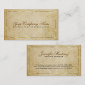 ヴィンテージベージュ紙背景金ゴールドアクセント 名刺 (正面/裏面)