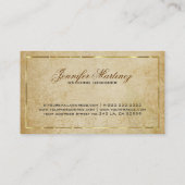 ヴィンテージベージュ紙背景金ゴールドアクセント 名刺 (裏面)