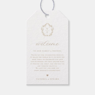 ヴィンテージベージュ結婚クレスト ギフトタグ