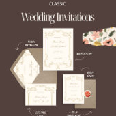 ヴィンテージベージュ結婚式招待状テンプレート 招待状