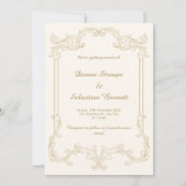 ヴィンテージベージュ結婚式招待状テンプレート 招待状 (正面)