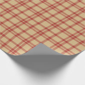 ヴィンテージベージュ赤い格子模様のカントリーファームハウス ラッピングペーパー (角)