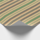 ヴィンテージベージュ赤い緑のパターストライプンのクリスマス ラッピングペーパー (角)