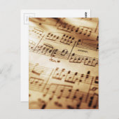 ヴィンテージベージュ音楽シート ポストカード (正面/裏面)