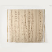 ヴィンテージベージュ音楽ノート タペストリー (正面(横))