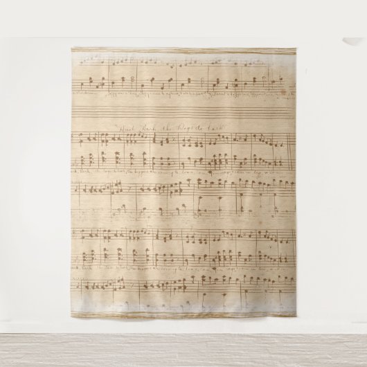 ヴィンテージベージュ音楽ノート タペストリー (正面)