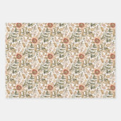 ヴィンテージベージュ&グリーンボタニカル ラッピングペーパーシート (正面)