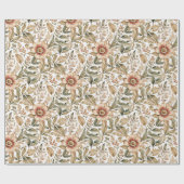 ヴィンテージベージュ&グリーンボタニカル ラッピングペーパー (フラット)