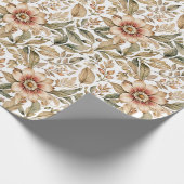 ヴィンテージベージュ&グリーンボタニカル ラッピングペーパー (角)