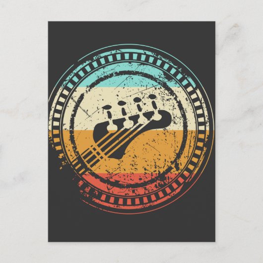 ヴィンテージベースのギターヘッドストックレトロギタリスト ポストカード (正面)