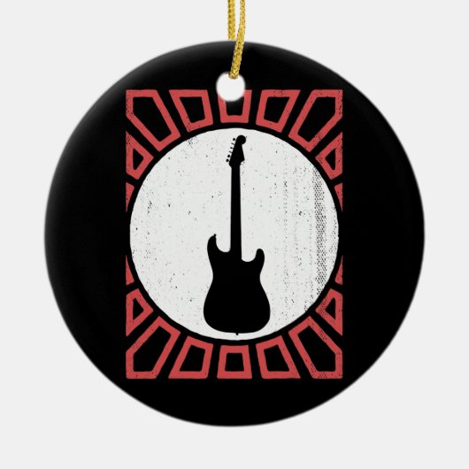 ヴィンテージベースギター演奏レトロ  セラミックオーナメント (正面)
