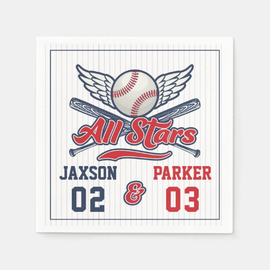 ヴィンテージベースボールオールスタージョイント誕生日 スタンダードカクテルナプキン (正面)