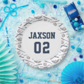 ヴィンテージベースボールオールスター誕生日ネイビー ペーパープレート (パーティー)