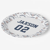 ヴィンテージベースボールオールスター誕生日ネイビー ペーパープレート (アングル)