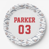 ヴィンテージベースボールオールスター誕生日レッド ペーパープレート (正面)