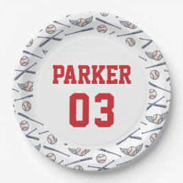 ヴィンテージベースボールオールスター誕生日レッド ペーパープレート