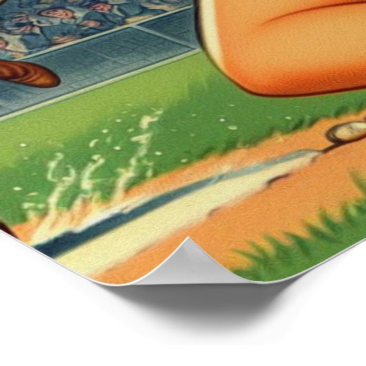 ヴィンテージベースボールガールズイラストレーション ポスター (角)