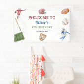 ヴィンテージベースボールスポーツの誕生日パーティーサインバナー 横断幕 (インサイチュ)