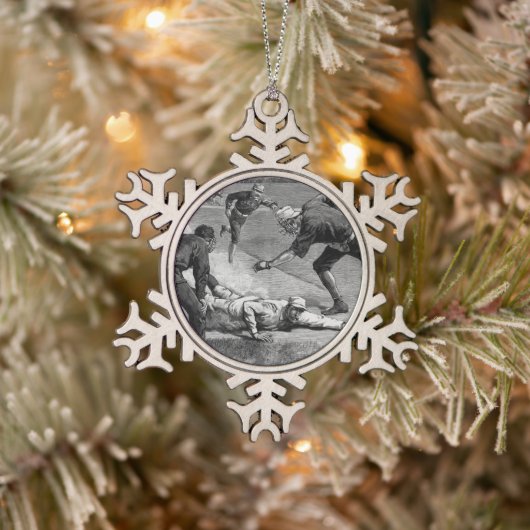 ヴィンテージベースボールバイトゥーレ・デ・タルストラップ, 1885 スノーフレークピューターオーナメント (ツリー)