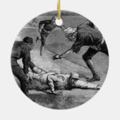 ヴィンテージベースボールバイトゥーレ・デ・タルストラップ， 1885 セラミックオーナメント (裏面)