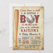 ヴィンテージベースボールボーイズベビーシャワー招待状 招待状 (正面)