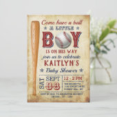 ヴィンテージベースボールボーイズベビーシャワー招待状 招待状 (スタンド正面)