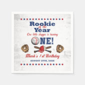 ヴィンテージベースボールルーキー1st誕生日パーティーナプキンス スタンダードカクテルナプキン (正面)