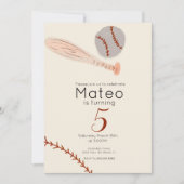 ヴィンテージベースボール誕生日パーティー 招待状 (正面)