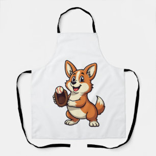 ヴィンテージベースボール コーギーの犬捕り子 カートゥーン ベクター エプロン