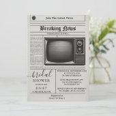 ヴィンテージペイオールドレトロ新聞ブライダルシャワー 招待状 (スタンド正面)