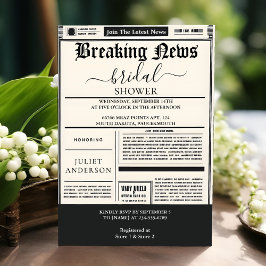 ヴィンテージペイオールドレトロ新聞ブライダルシャワー 招待状