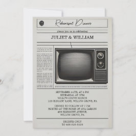 ヴィンテージペイオールドレトロ新聞リハーサルディナー 招待状