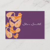 ヴィンテージペイズリーかわいいバードオレンジとプラム 名刺 (裏面)