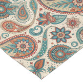 ヴィンテージペイズリーインレッドティール（緑がかった色）クリーム ロングテーブルランナー (コーナー)