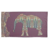 ヴィンテージペイズリーエレファントパープルボホシックカシミール 枕カバー (正面左)