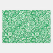 ヴィンテージペイズリーオンオレンジ、緑、紫 ラッピングペーパーシート (正面)