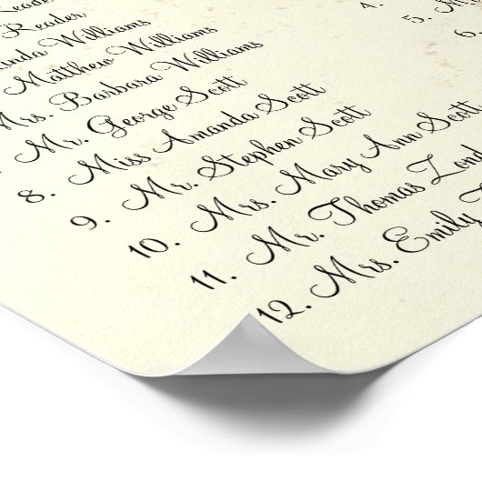 ヴィンテージペイズリークジャク座席表12表 ポスター (角)