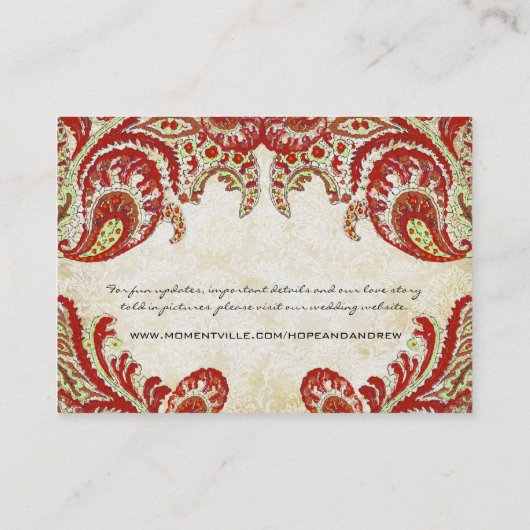 ヴィンテージペイズリーダマスクテーブル座席表 プレイスカード (裏面)